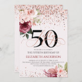 50エレガント歳のフローラ 招待状 (正面/裏面)