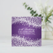50エレガント歳の誕生日パーティー・ウェきらめくーブ・パープル 招待状 (スタンド正面)