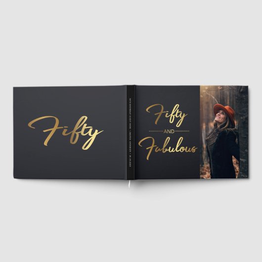50エレガント番目の素晴らしい50誕生日写真 ゲストブック (全面)