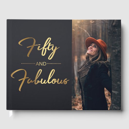 50エレガント番目の素晴らしい50誕生日写真 ゲストブック (正面)