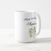 50エレガント番目の誕生日フローラパーソナライズされた コーヒーマグカップ (正面右)