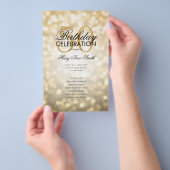 50エレガント番目の誕生日プログラムが金ゴールドを点灯 チラシ (ハンドル)