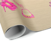 50エレガント番目の誕生日金ゴールドピンクハイヒール名 ラッピングペーパー (ロールコーナー)