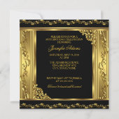 50エレガント番目の誕生日金ゴールドブラック金ゴールドハイヒール 招待状 (裏面)