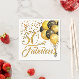50エレガント番目の誕生日金ゴールド紙吹雪バルーン スタンダードカクテルナプキン