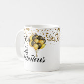 50エレガント番目の誕生日金ゴールド紙吹雪ブラックタイプ コーヒーマグカップ (正面左)