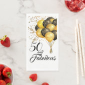 50エレガント番目の誕生日金ゴールド紙吹雪ブラック文字 (インサイチュ)
