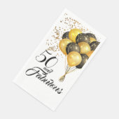 50エレガント番目の誕生日金ゴールド紙吹雪ブラック文字 (コーナー)