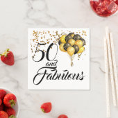 50エレガント番目の誕生日金ゴールド紙吹雪ブラック文字 スタンダードカクテルナプキン (インサイチュ)