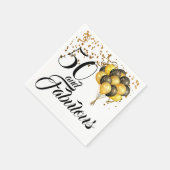 50エレガント番目の誕生日金ゴールド紙吹雪ブラック文字 スタンダードカクテルナプキン (角)