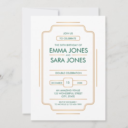 50エレガント番目の誕生祝い招待状 招待状 (正面)