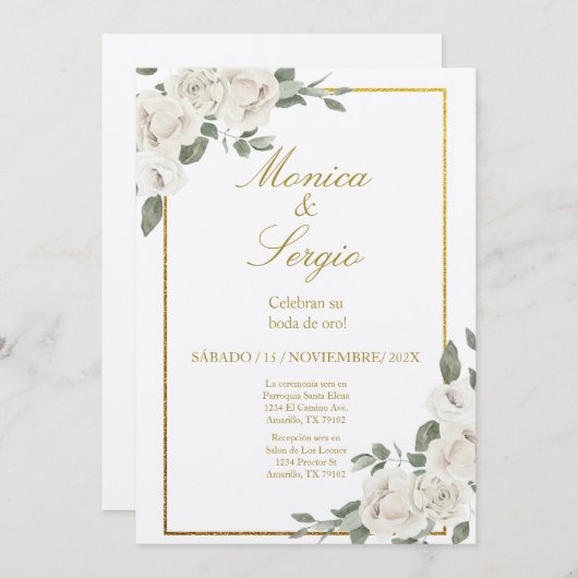 50エレガント結婚式招待状スペインの 招待状 (正面/裏面)