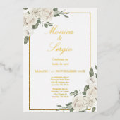 50エレガント結婚式招待状スペインの 箔招待状 (正面)