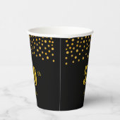 50エレガント誕生日と金ゴールド紙吹雪オンBlack Pap 紙コップ (右)