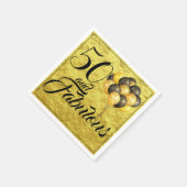 50エレガント誕生日ゴールドフォイルブラックタイポグラフィ スタンダードカクテルナプキン (角)