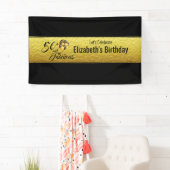 50エレガント誕生日ゴールドフォイルブラックタイポグラフィ 横断幕 (インサイチュ)