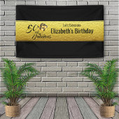 50エレガント誕生日ゴールドフォイルブラックタイポグラフィ 横断幕