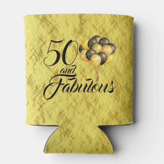 50エレガント誕生日ゴールドフォイルブラックタイポグラフィ 缶クーラー (裏面)