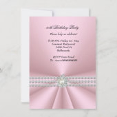50エレガント誕生日シルバーピンクダイヤモンドパール 招待状 (裏面)