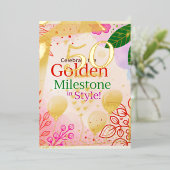 50エレガント誕生日デジタル招待状 箔招待状 (立ち正面)