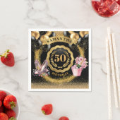 50エレガント誕生日ナプキンス金ゴールドバルーンが輝いた スタンダードカクテルナプキン (インサイチュ)
