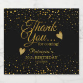 50エレガント誕生日ブラックと金ゴールドありがとう スパークリングワインラベル (シングルラベル)