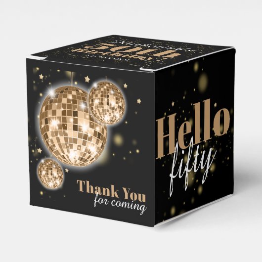 50エレガント誕生日ブラックフェイク金ゴールド フェイバーボックス (正面サイド)