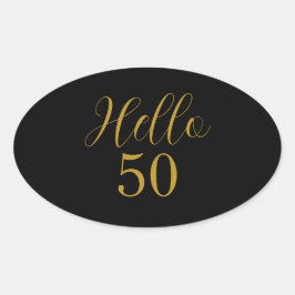 50エレガント誕生日ブラック金ゴールド 楕円形シール