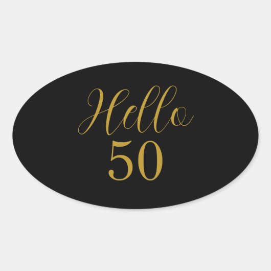 50エレガント誕生日ブラック金ゴールド 楕円形シール (正面)