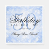 50エレガント誕生日ブルーウィンターワンダーランド スタンダードランチョンナプキン (正面)