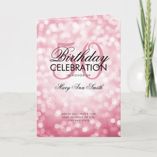 50エレガント誕生日プログラムライトバラ金ゴールドメニュー プログラム (正面)