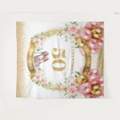 50エレガント誕生日ボホフラワーズグリッターパーティー タペストリー (正面(横))