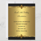 50エレガント誕生日リッチ金ゴールドブラックレッドジュエル 招待状 (裏面)