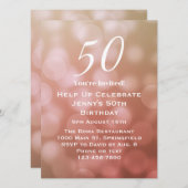 50エレガント誕生日招待状ピンク 招待状 (正面/裏面)