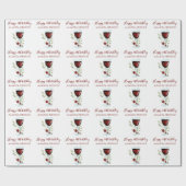 50エレガント誕生日赤ワイン ラッピングペーパー (フラット)