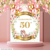 50エレガント誕生日赤面花パーティー背景 タペストリー