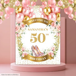 50エレガント誕生日赤面花パーティー背景 タペストリー