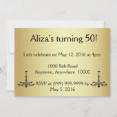 50エレガント誕生日金ゴールドとブラック招待状 招待状 (裏面)