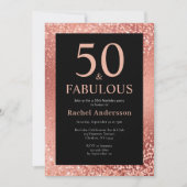 50エレガント誕生日金属バラ金ゴールドパーティー 招待状 (正面)