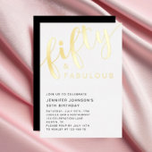 50エレガント誕生日50と素晴らしいブラック 箔招待状