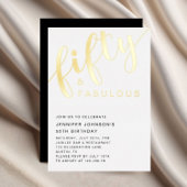 50エレガント誕生日50と素晴らしいブラック 箔招待状