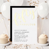 50エレガント誕生日50と素晴らしいブラック 箔招待状