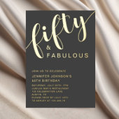 50エレガント誕生日50と素晴らしい金ゴールド 箔招待状