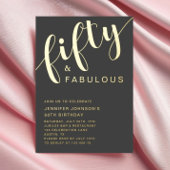 50エレガント誕生日50と素晴らしい金ゴールド 箔招待状
