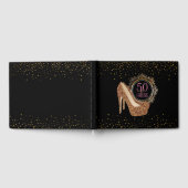 50エレガント誕生日 | 50と素晴らしいブラック金ゴールド ゲストブック (全面)