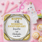 50エレガント金ゴールド結婚記念日 ペーパープレート (パーティー)