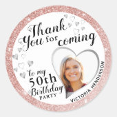 50エレガントth誕生日お気に入りバラ金ゴールドありがとう ラウンドシール (正面)