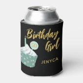 50エレガントth誕生日ガールカップケーキパーティーブラック 缶クーラー (缶正面)