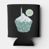 50エレガントth誕生日ガールカップケーキパーティーブラック 缶クーラー (裏面)