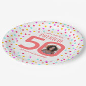 50カスタムthカラフルサンゴ紙吹雪 ペーパープレート (アングル)